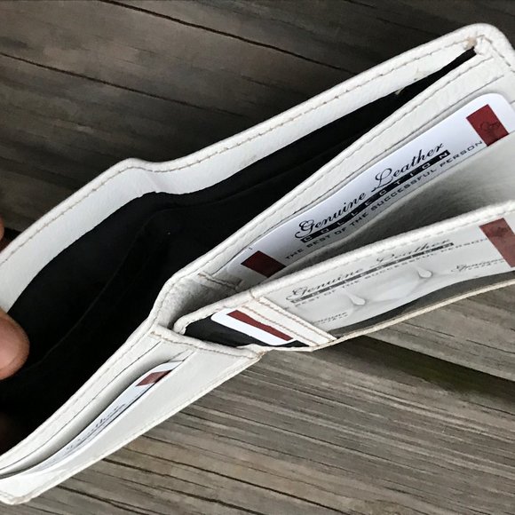 Father day Wallet White Real Leather Photo ID Hold - Picture 4 of 10